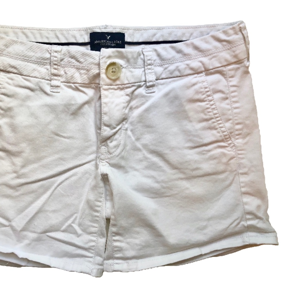 American Eagle White Midi Shorts